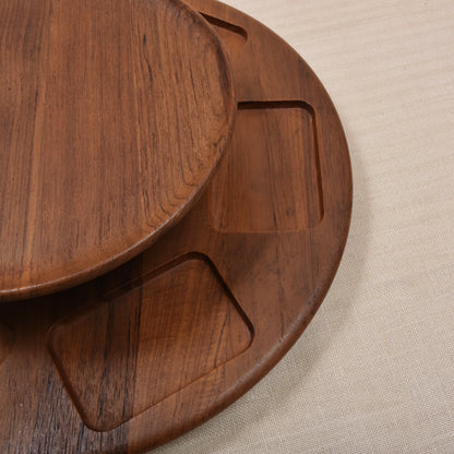 Digsmed Dänemark 1964 Teakholz Drehtablett/Lazy Susan Ø 35cm