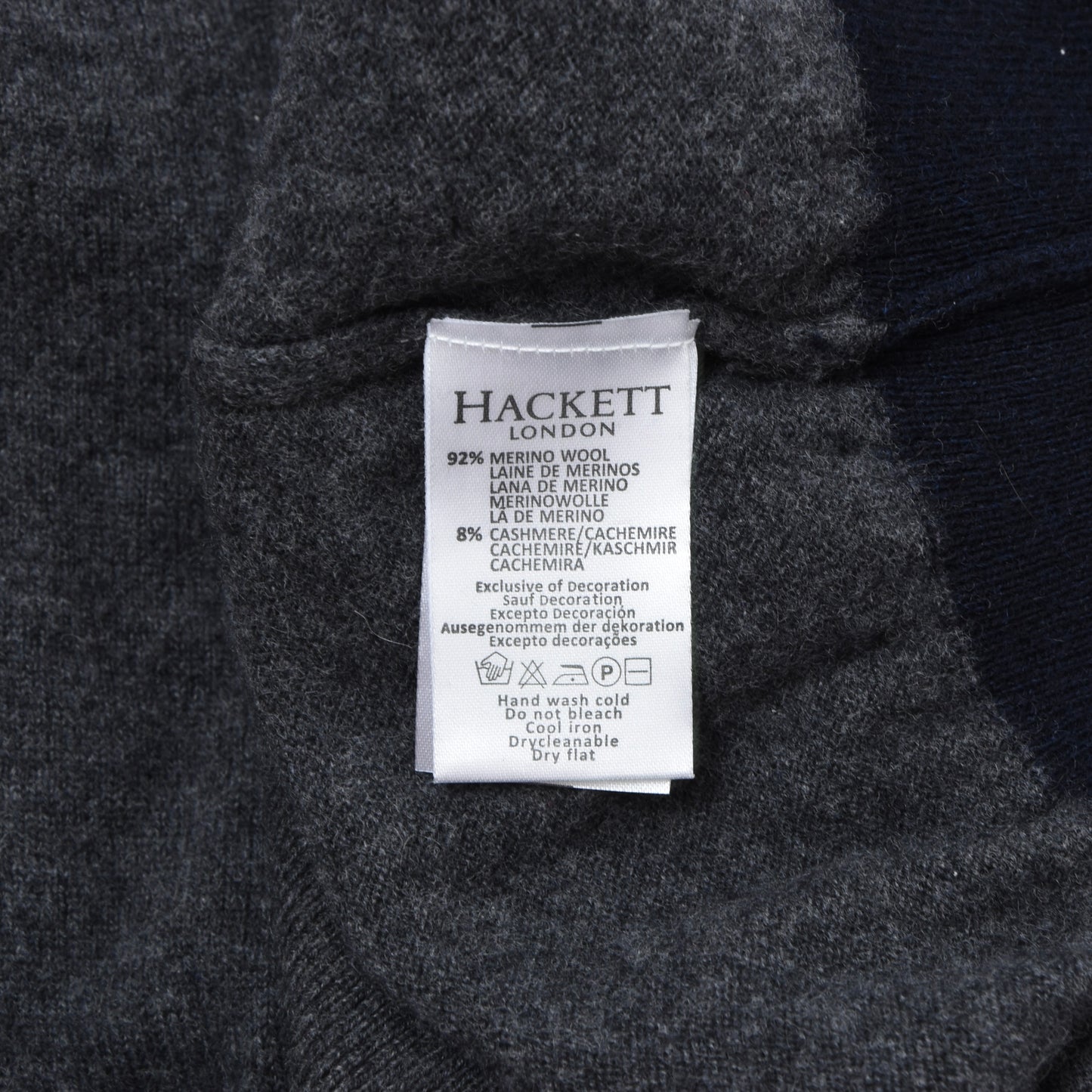 Hackett London Wool-Cashmere Sweater Size S Chest ca. 50.5cm - Grey