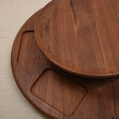 Digsmed Dänemark 1964 Teakholz Drehtablett/Lazy Susan Ø 35cm