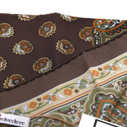 Belvedere Handrolled Seide Einstecktuch 53.5cm x 52cm - Braun Ornamental