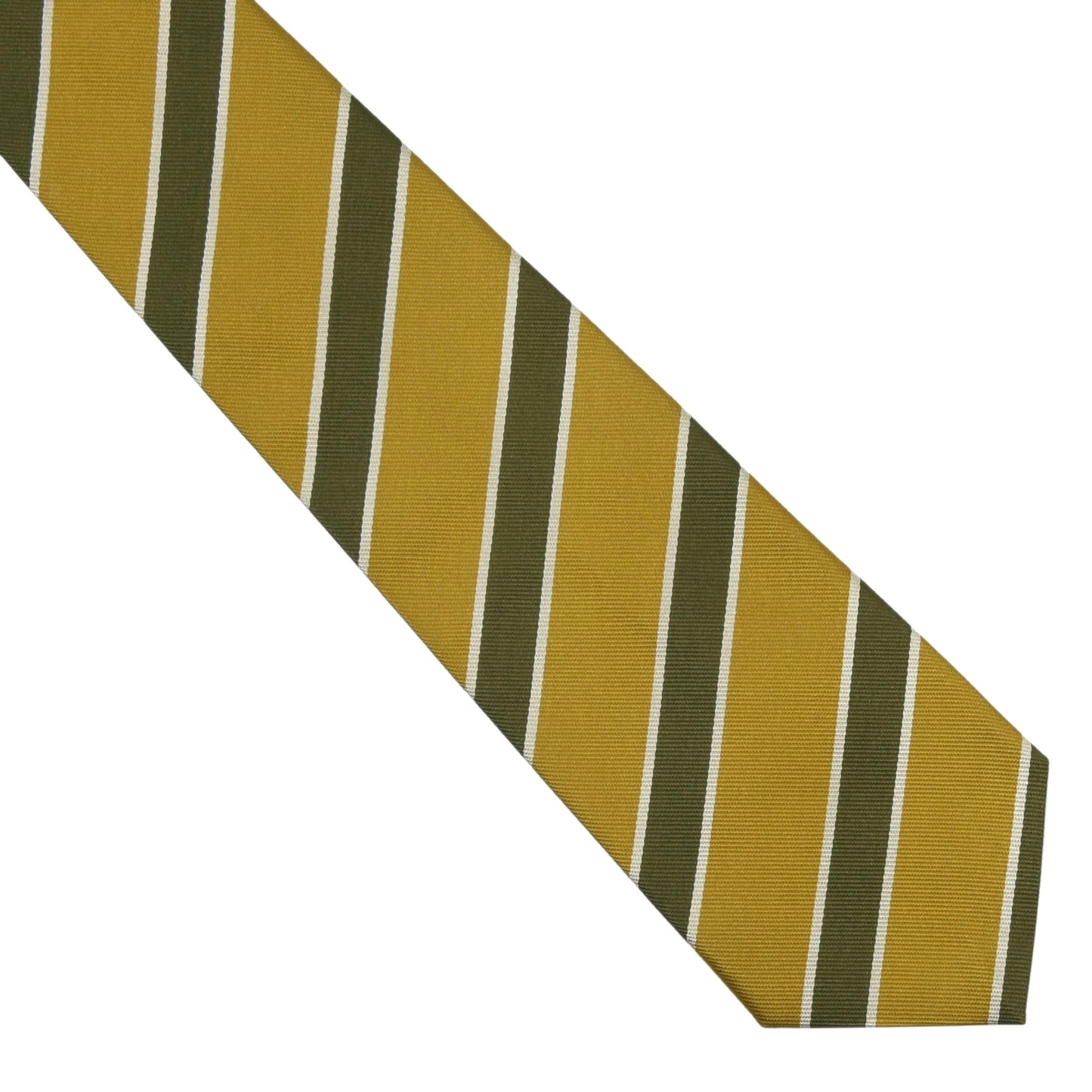 Chester Barrie 100% Silk Repp Stripe Tie ca. 142cm/9cm - Gold-Yellow/Green