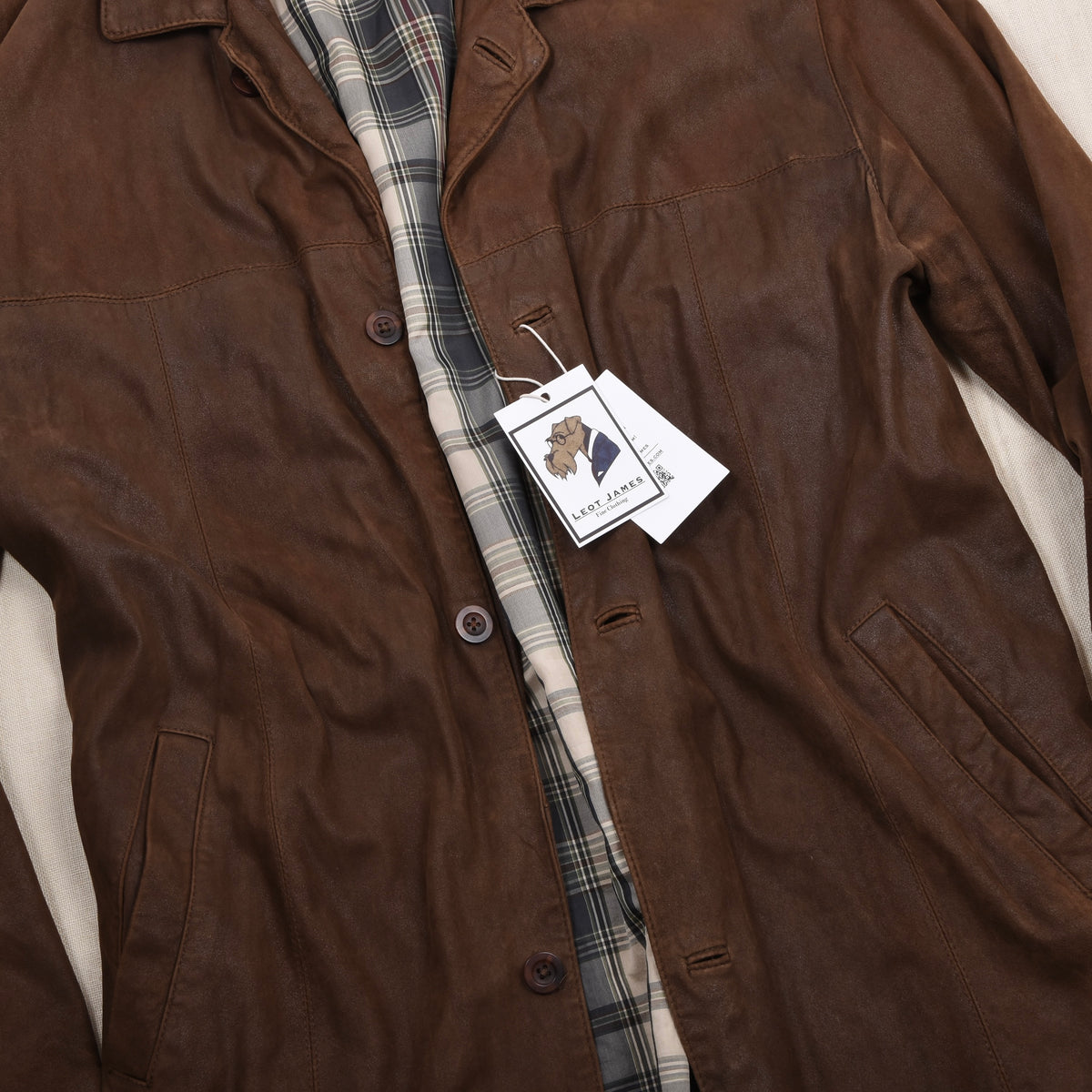 Butter-Soft Leather Jacket Size 52 - Brown