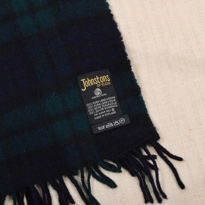 Vintage Johnstons of Elgin 100% Wool Scarf Made in Scotland ca. 139cm - Blackwatch