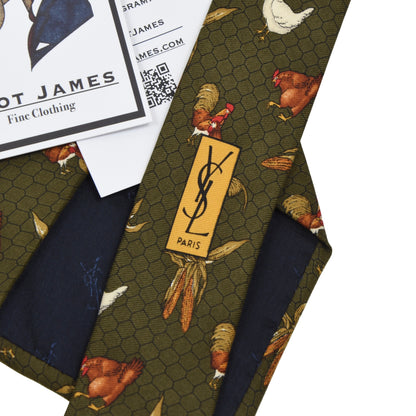 Yves Saint Laurent Silk Tie - Chicken & Corn Print