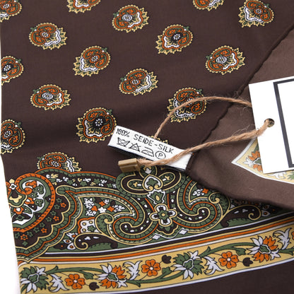 Belvedere Handrolled Seide Einstecktuch 53.5cm x 52cm - Braun Ornamental
