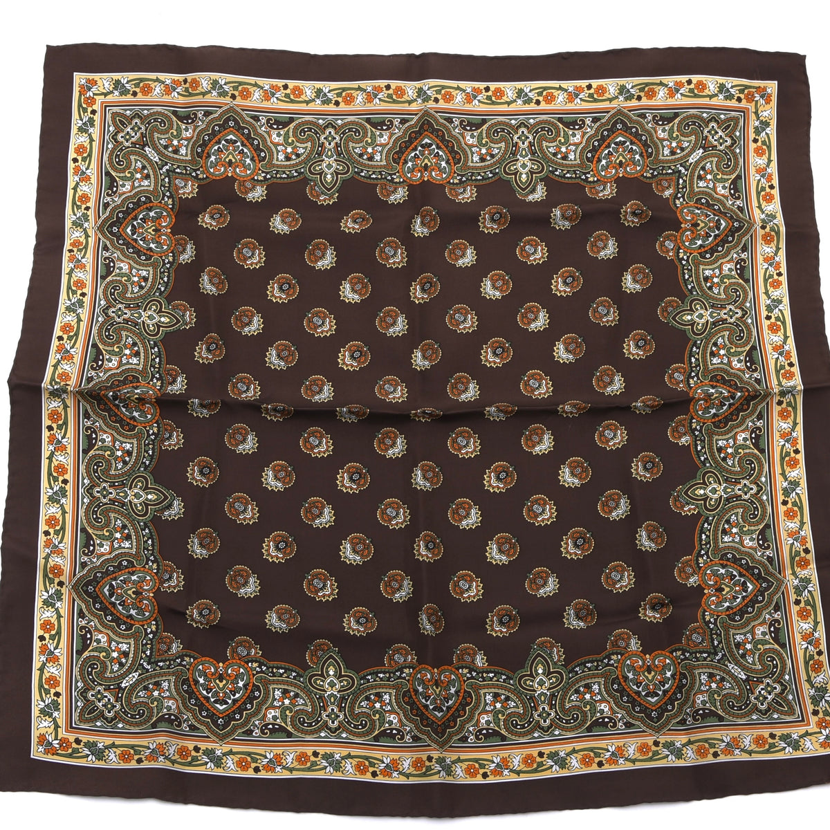 Belvedere Handrolled Seide Einstecktuch 53.5cm x 52cm - Braun Ornamental