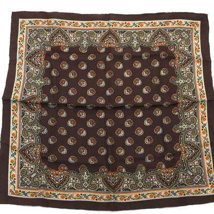 Belvedere Handrolled Seide Einstecktuch 53.5cm x 52cm - Braun Ornamental