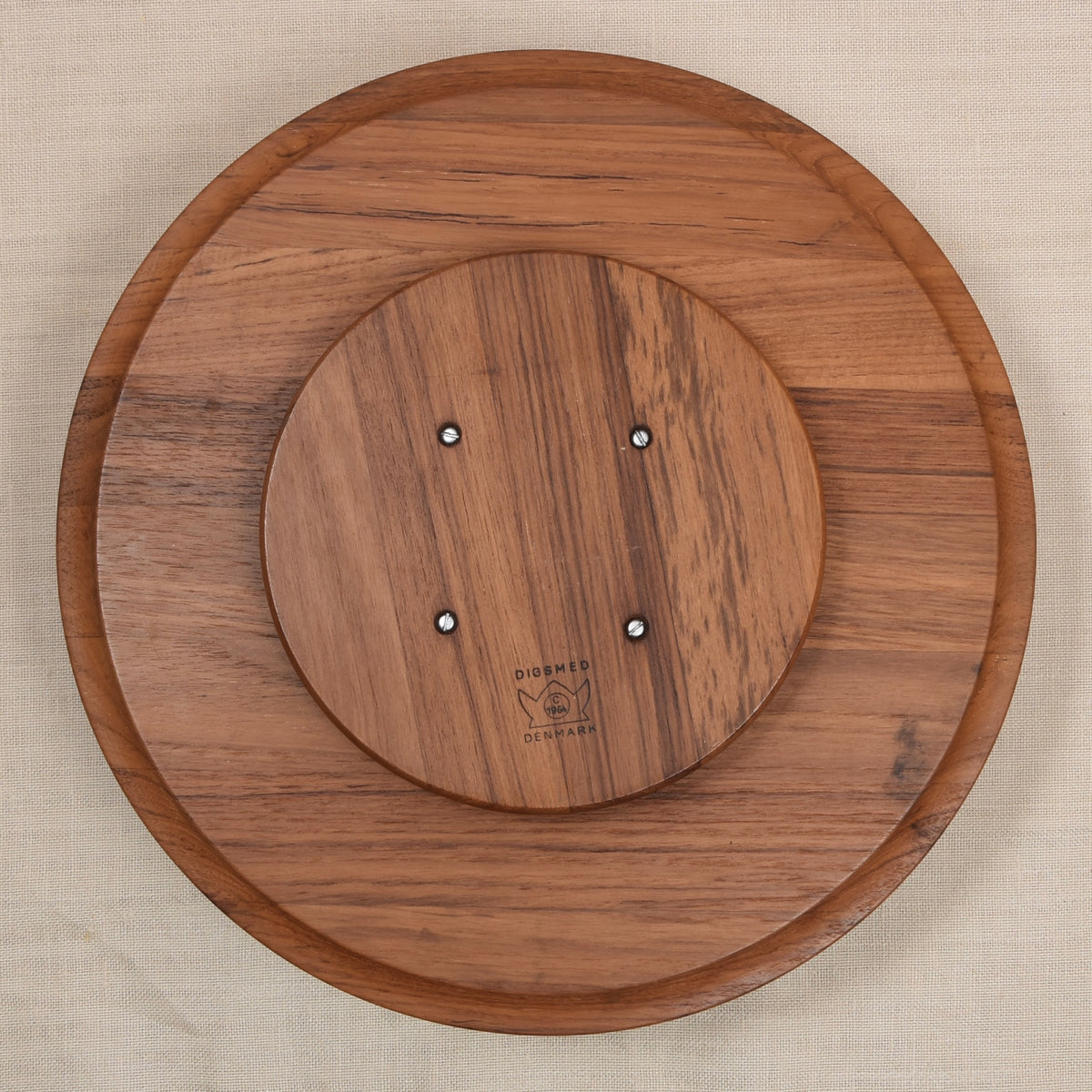 Digsmed Dänemark 1964 Teakholz Drehtablett/Lazy Susan Ø 35cm
