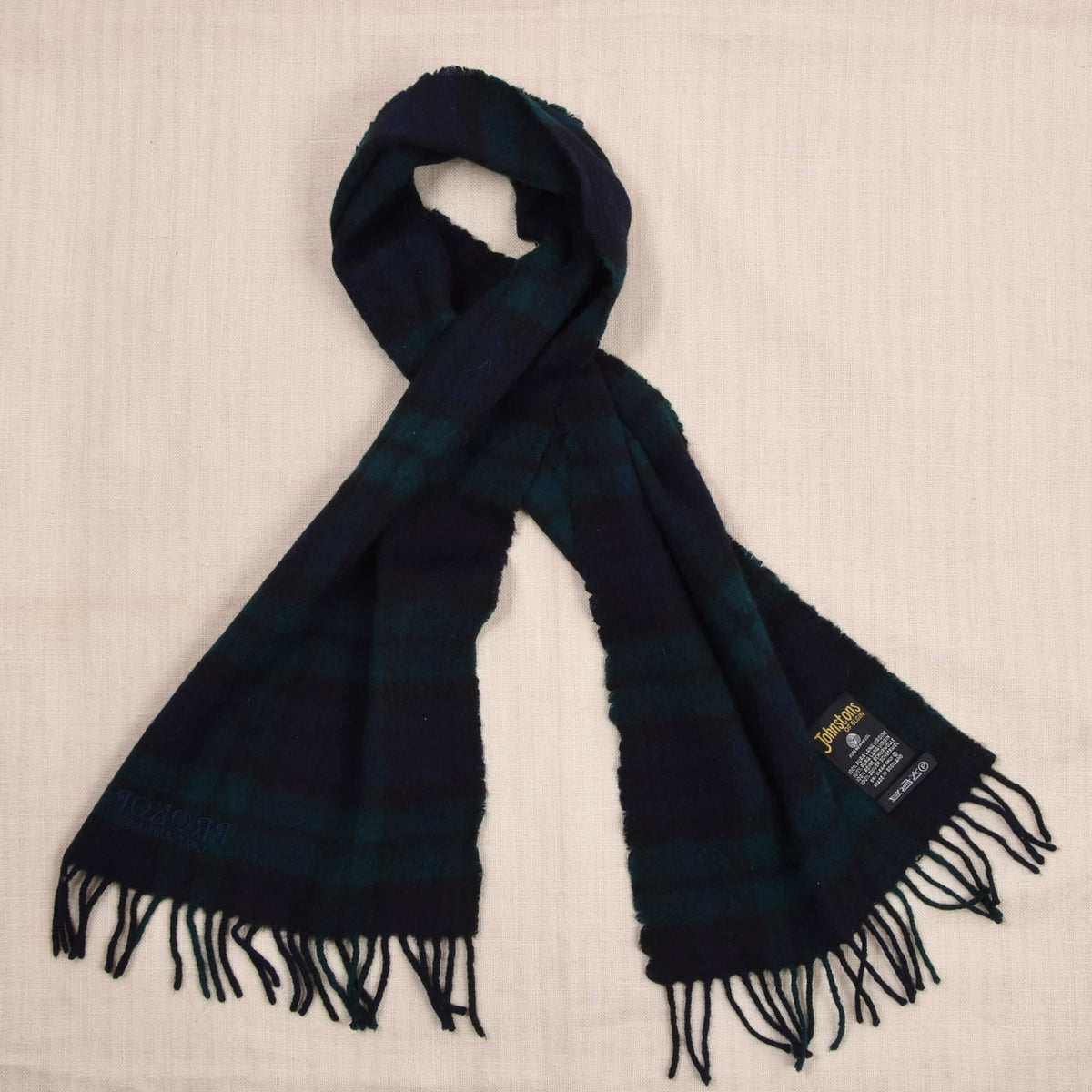 Vintage Johnstons of Elgin 100% Wool Scarf Made in Scotland ca. 139cm - Blackwatch