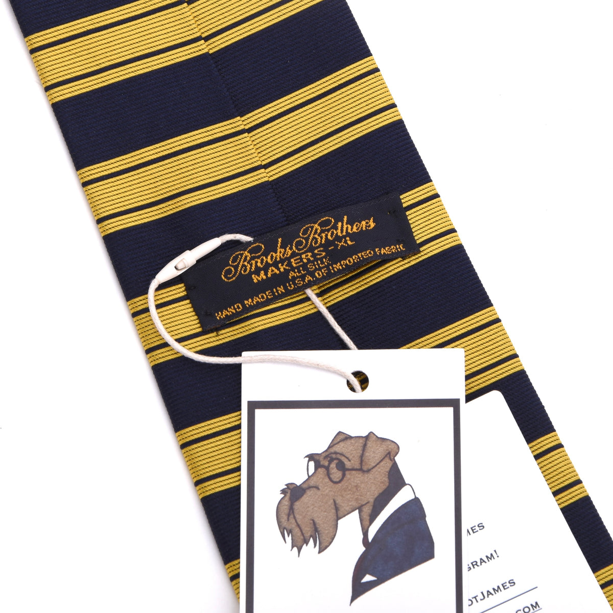 Brooks Brothers 100% Seide Krawatte Made in USA – Marineblau/Gelb Streifen