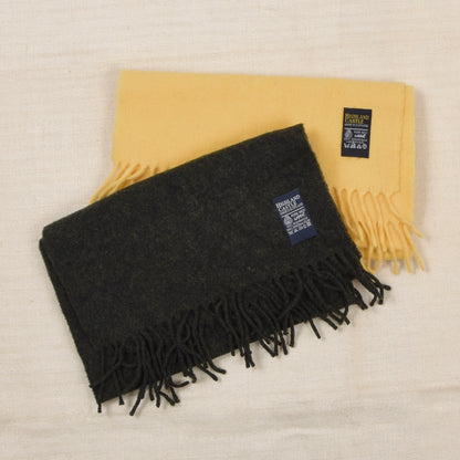 Highland Castle x2 Wool Scarves Made in Scotland ca. 143-145cm - Loden Green/Yellow