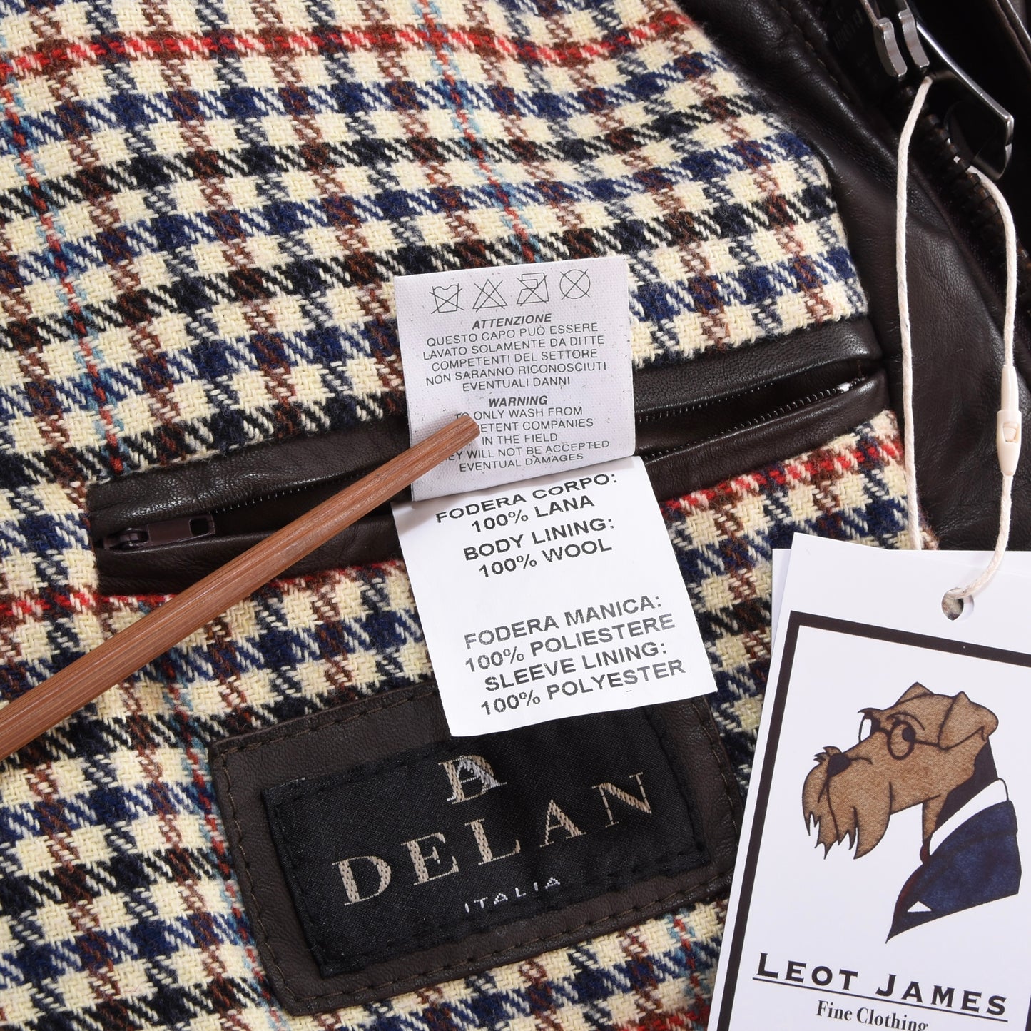 Delan Leather Jacket Size 58 ca. 64cm - Brown