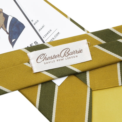 Chester Barrie 100% Silk Repp Stripe Tie ca. 142cm/9cm - Gold-Yellow/Green