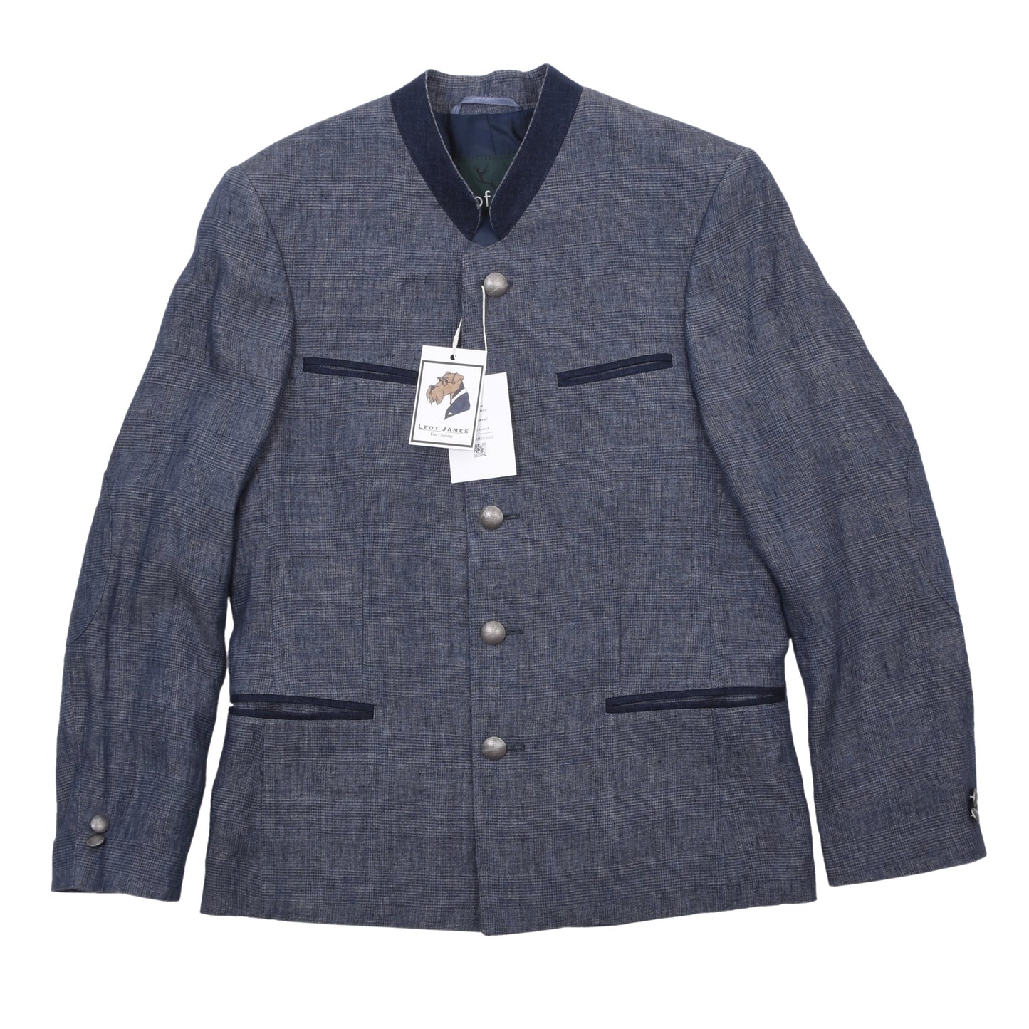 Tofana x Lodenfrey 100% Linen Janker/Jacket Size 44 ca. 51.5cm - Blue Plaid