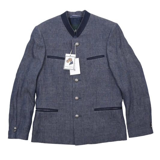 Tofana x Lodenfrey Janker/Jacke aus 100 % Leinen Größe 44 ca. 51,5 cm – Blau kariert