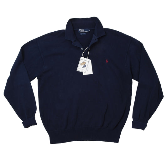 Polo Ralph Lauren Cotton Sweater Size XL Chest ca. 58.5cm - Navy Blue