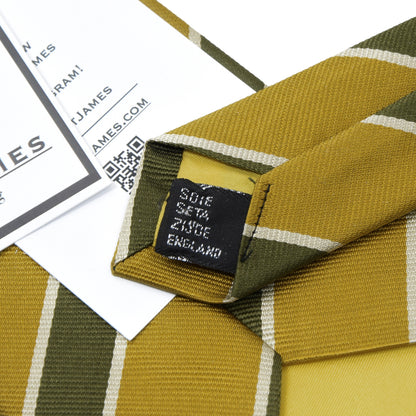 Chester Barrie 100% Silk Repp Stripe Tie ca. 142cm/9cm - Gold-Yellow/Green