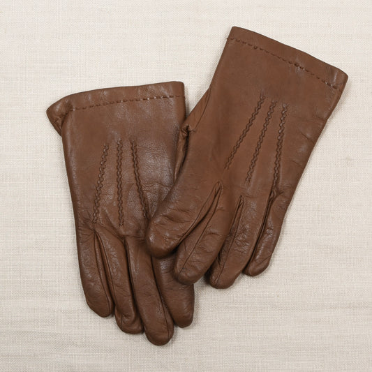 Vintage Leder Pelzfutter Handschuhe Gr. 8,5 - Braun