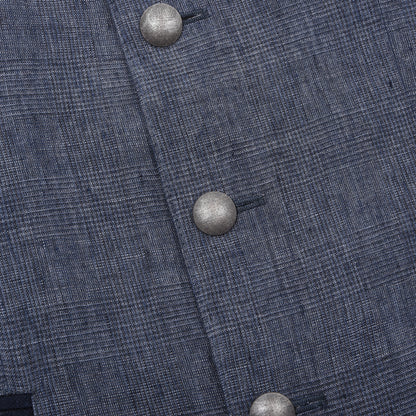 Tofana x Lodenfrey 100% Linen Janker/Jacket Size 44 ca. 51.5cm - Blue Plaid