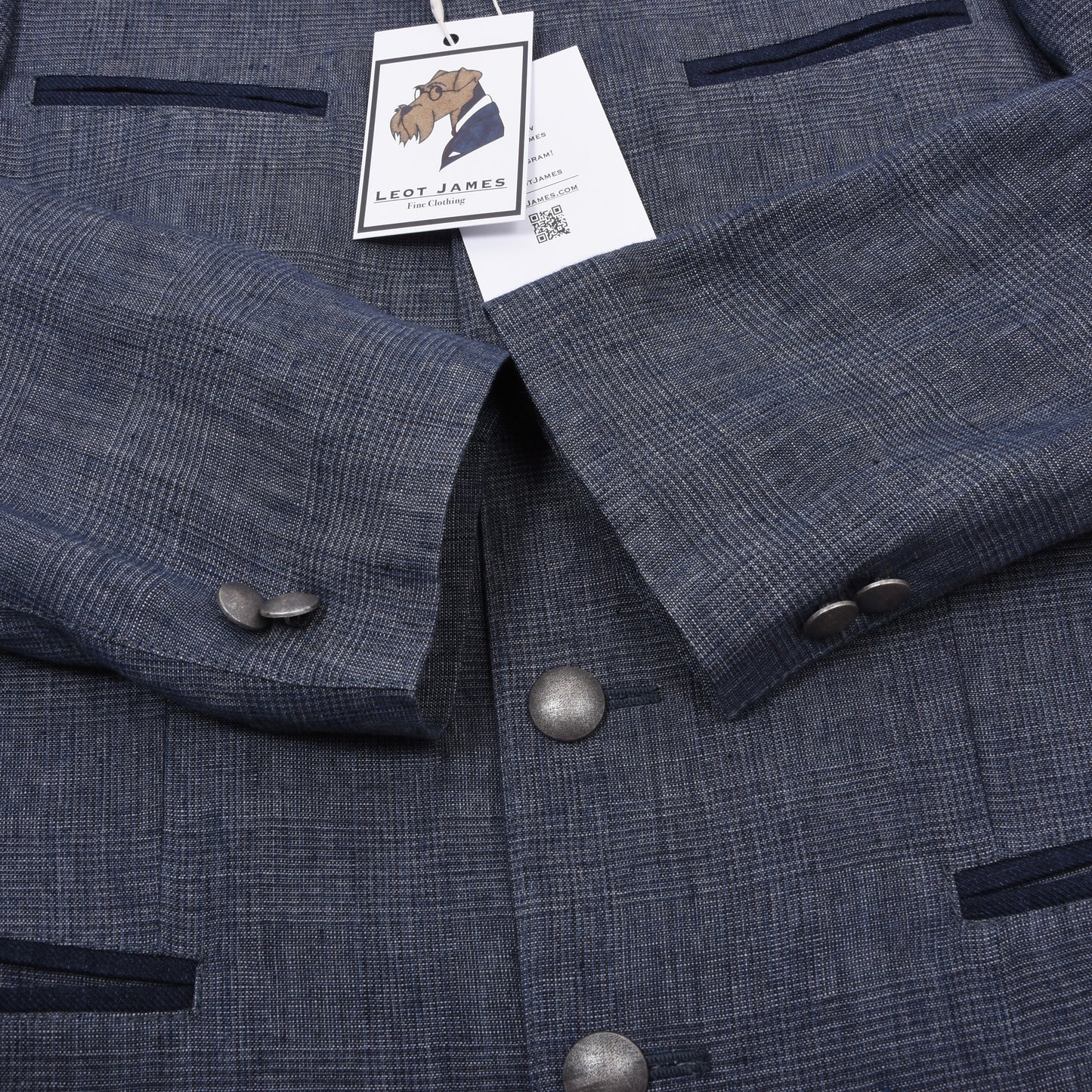 Tofana x Lodenfrey 100% Linen Janker/Jacket Size 44 ca. 51.5cm - Blue Plaid