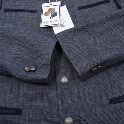 Tofana x Lodenfrey 100% Linen Janker/Jacket Size 44 ca. 51.5cm - Blue Plaid