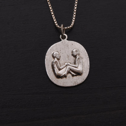 Vintage Lindner Schmuck 925 Sterlingsilber Zwillinge Anhänger ca. 1,5 cm