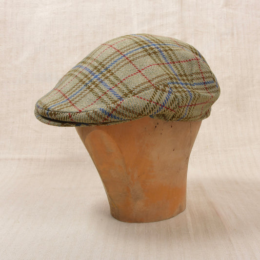 Vintage City Sport Wolle Schiebermütze Gr. 56 Made in Belgium - Grün Plaid