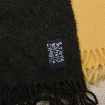 Highland Castle x2 Wool Scarves Made in Scotland ca. 143-145cm - Loden Green/Yellow