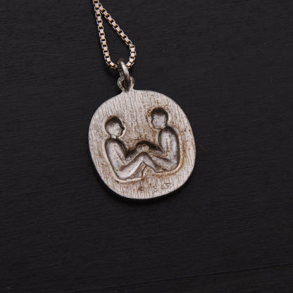 Vintage Lindner Schmuck 925 Sterlingsilber Zwillinge Anhänger ca. 1,5 cm