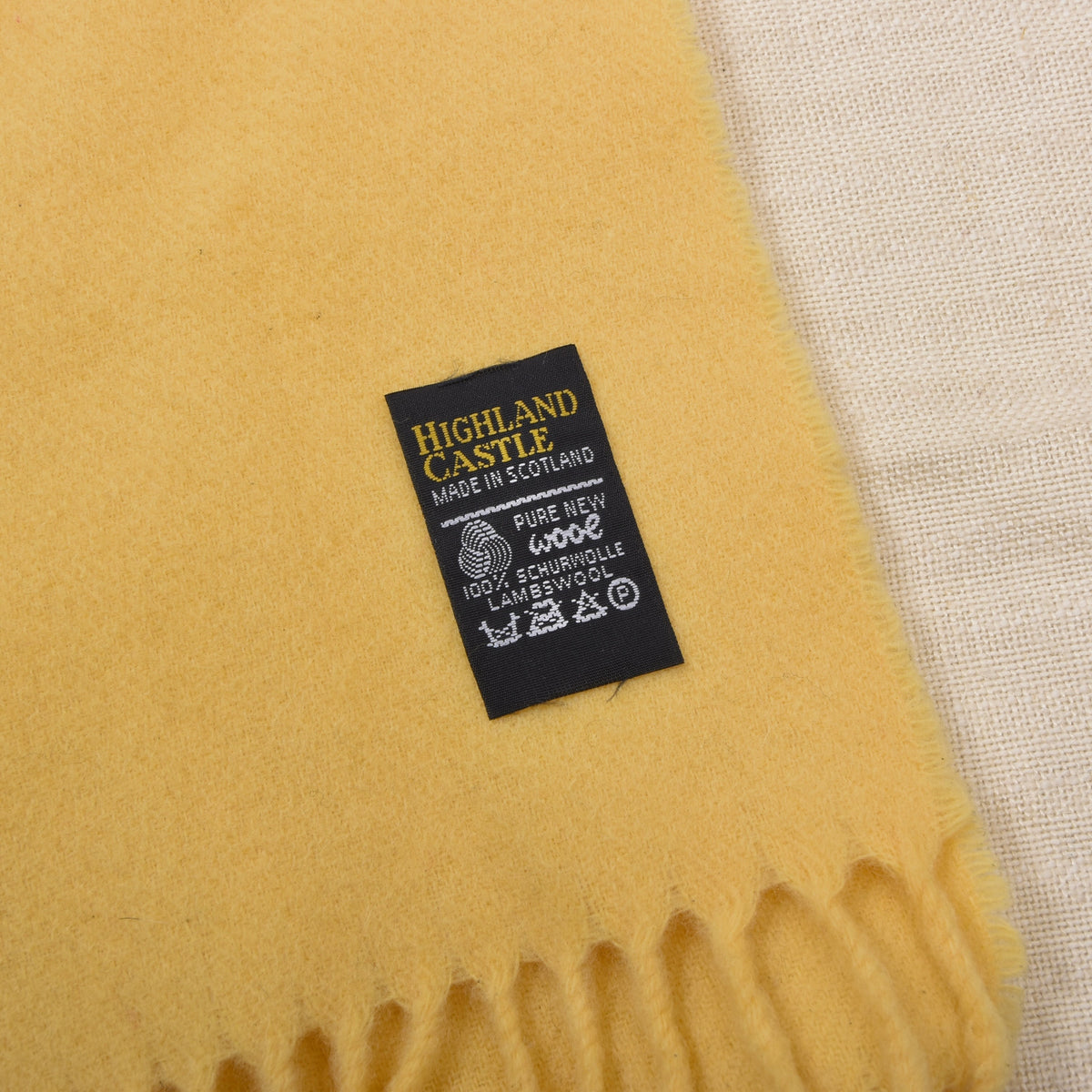 Highland Castle x2 Wool Scarves Made in Scotland ca. 143-145cm - Loden Green/Yellow