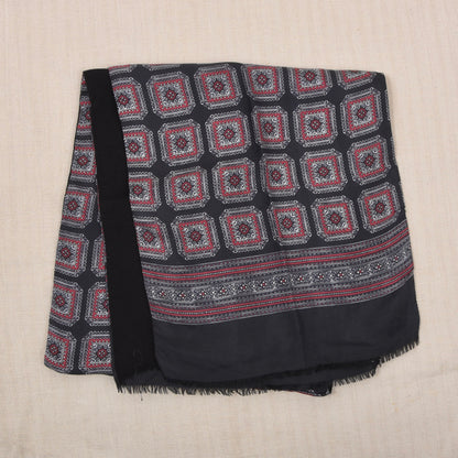 Vintage Silk/Wool Double-Sided Dress Scarf ca. 124cm - Red/Black/Grey