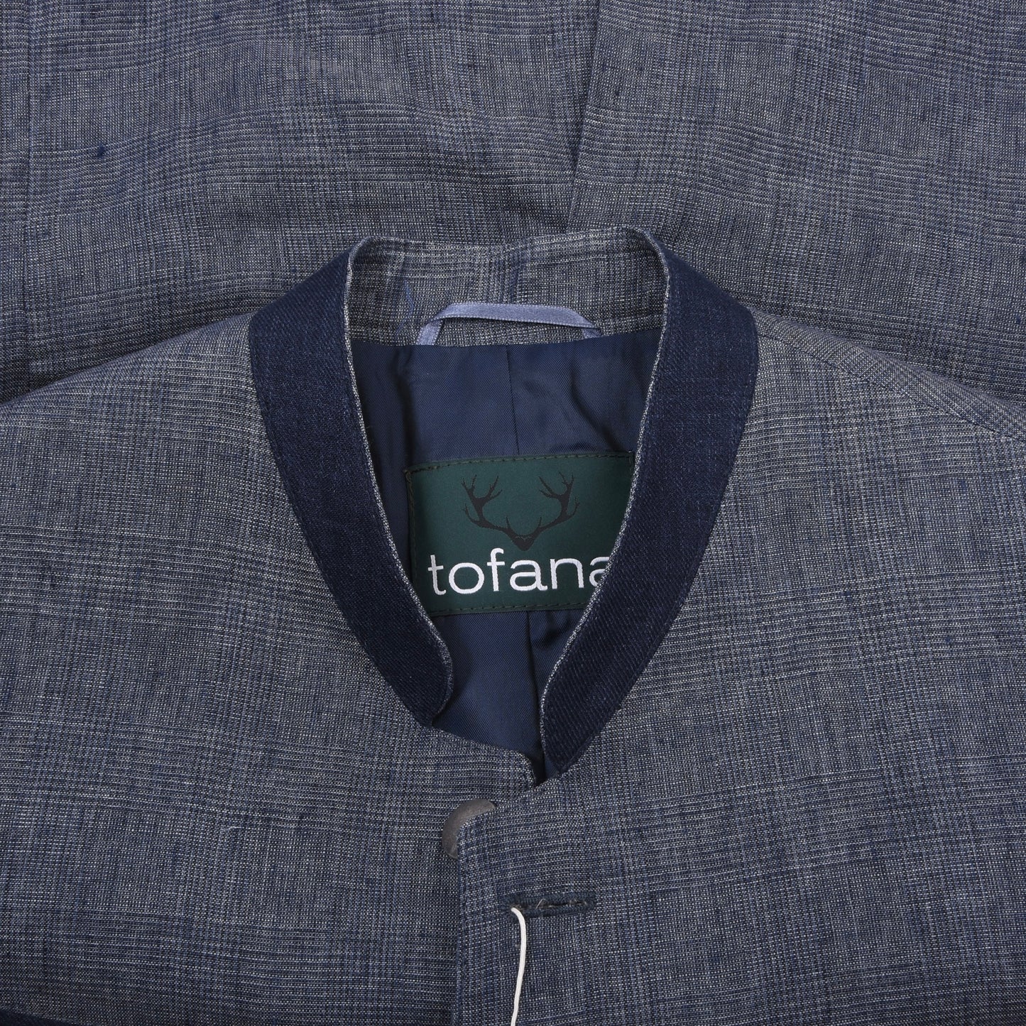 Tofana x Lodenfrey 100% Linen Janker/Jacket Size 44 ca. 51.5cm - Blue Plaid