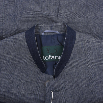 Tofana x Lodenfrey 100% Linen Janker/Jacket Size 44 ca. 51.5cm - Blue Plaid