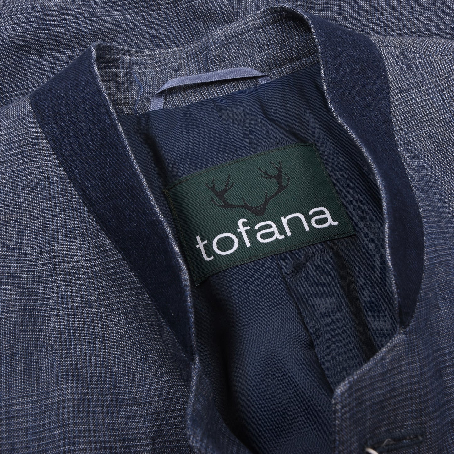 Tofana x Lodenfrey 100% Linen Janker/Jacket Size 44 ca. 51.5cm - Blue Plaid