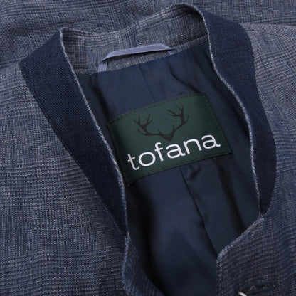 Tofana x Lodenfrey 100% Linen Janker/Jacket Size 44 ca. 51.5cm - Blue Plaid