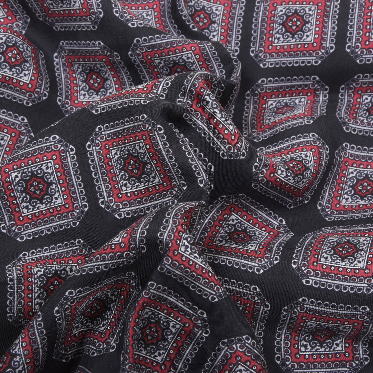 Vintage Silk/Wool Double-Sided Dress Scarf ca. 124cm - Red/Black/Grey