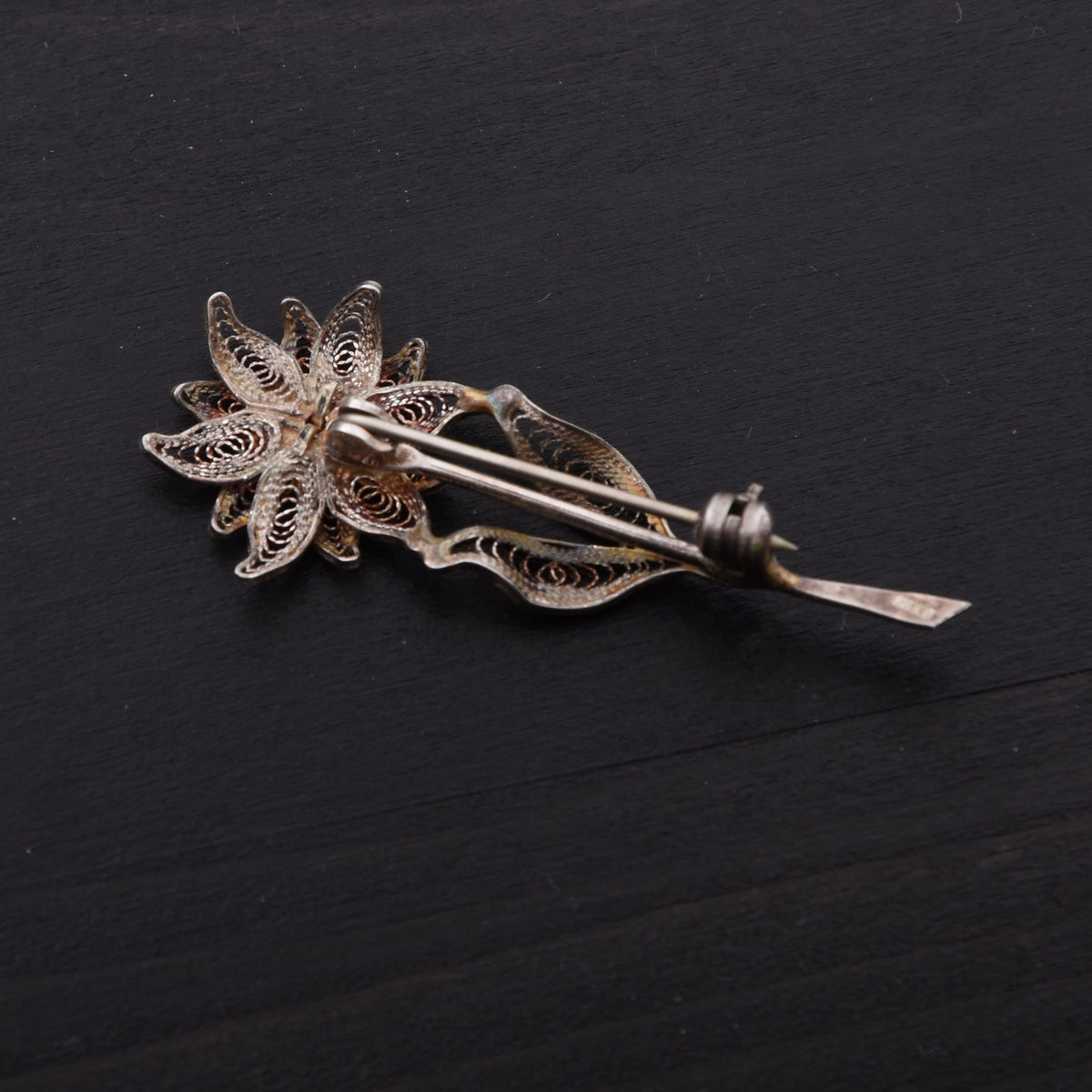 Vintage Edelweiß 800 Silber Filigran Brosche/Anstecknadel ca. 4.7cm