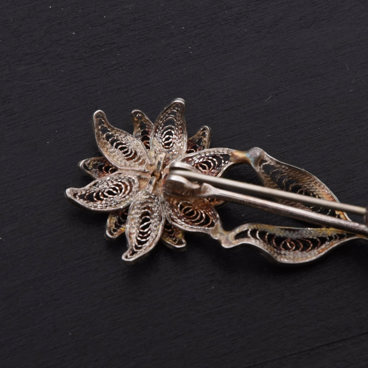Vintage Edelweiß 800 Silber Filigran Brosche/Anstecknadel ca. 4.7cm