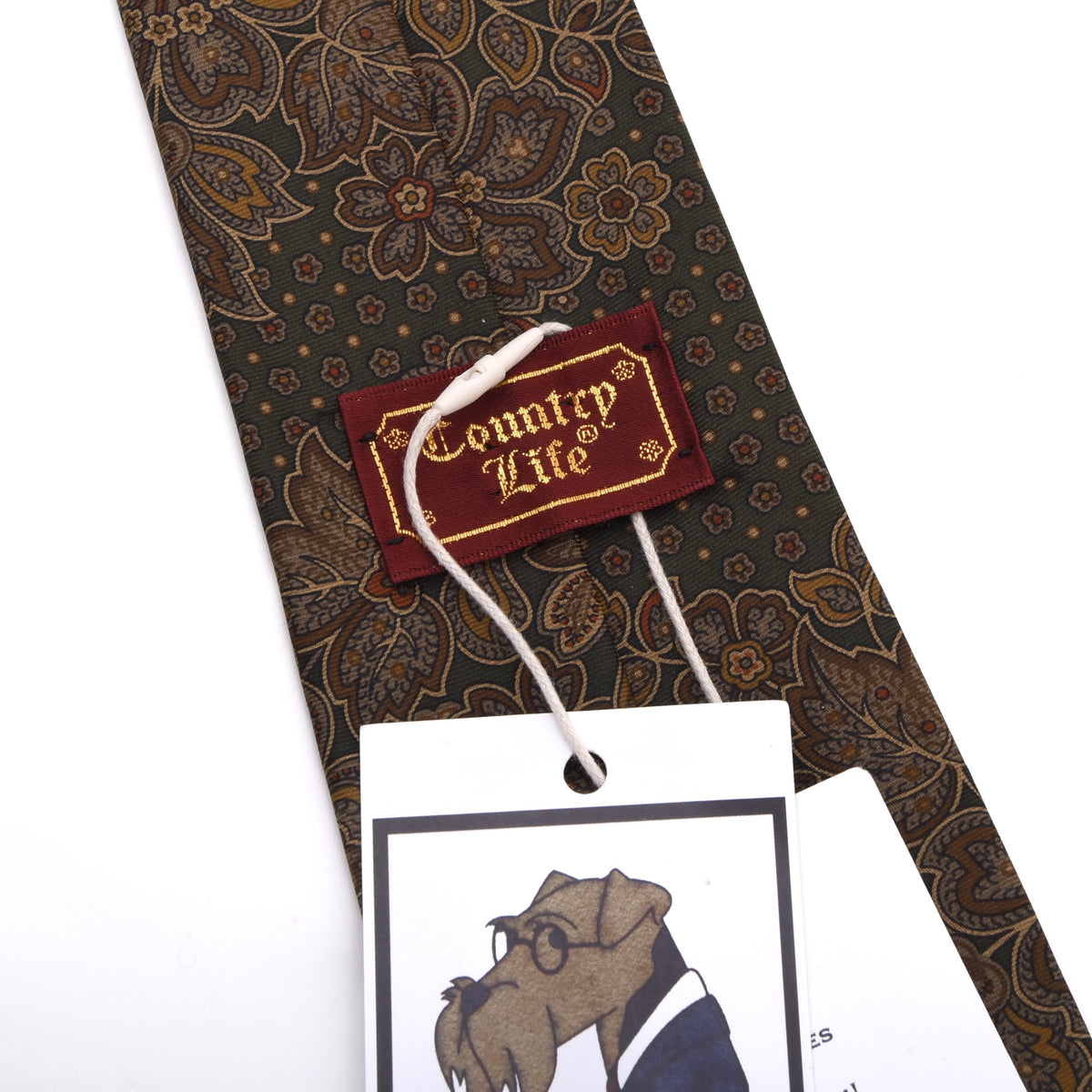 Country Life Vintage Silk Tie Made in England - Green Paisley