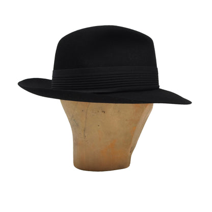 Borsalino Fedora Hut Haarfilz Größe Punti 4 1/2 ca. 56 - Schwarz