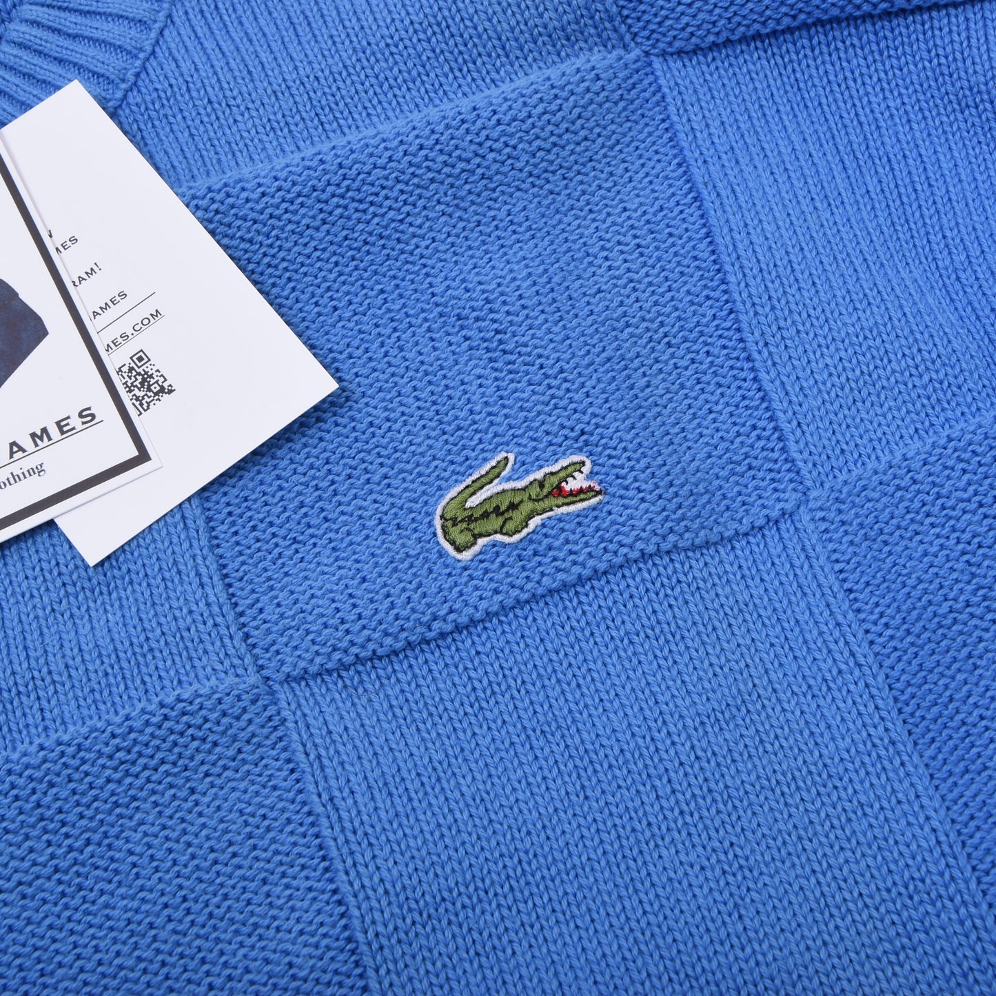 Vintage Lacoste Baumwollpullover, hergestellt in Frankreich, Größe 5 (ca. 59 cm) – Blau