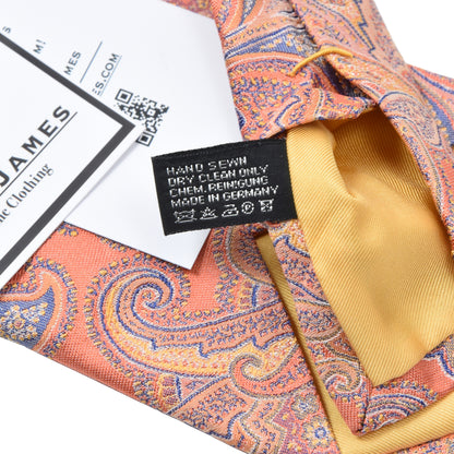 Stassny x Ascot 100% Silk Tie ca. 149.5cm/9cm - Orange Paisley