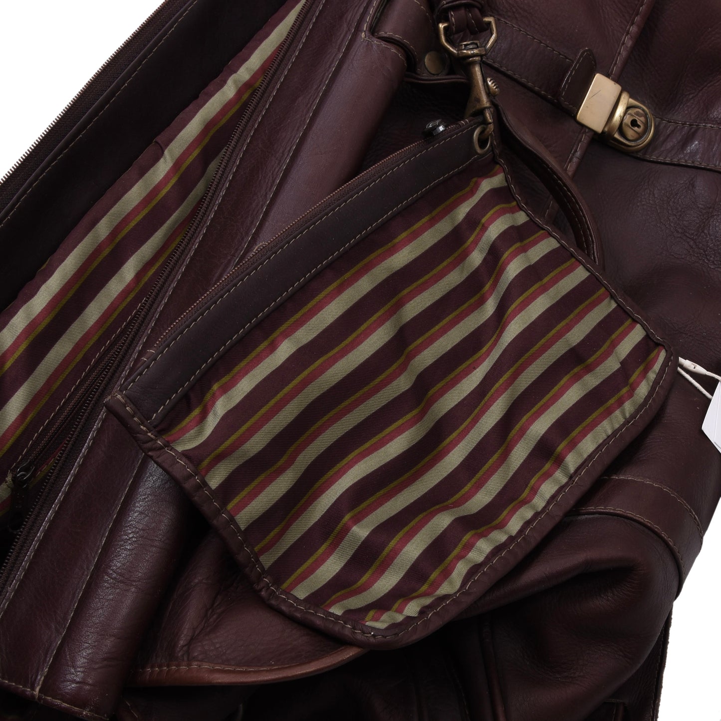 Oconi Leather Weekender/Bag ca. 48cm - Dark Brown-Burgundy