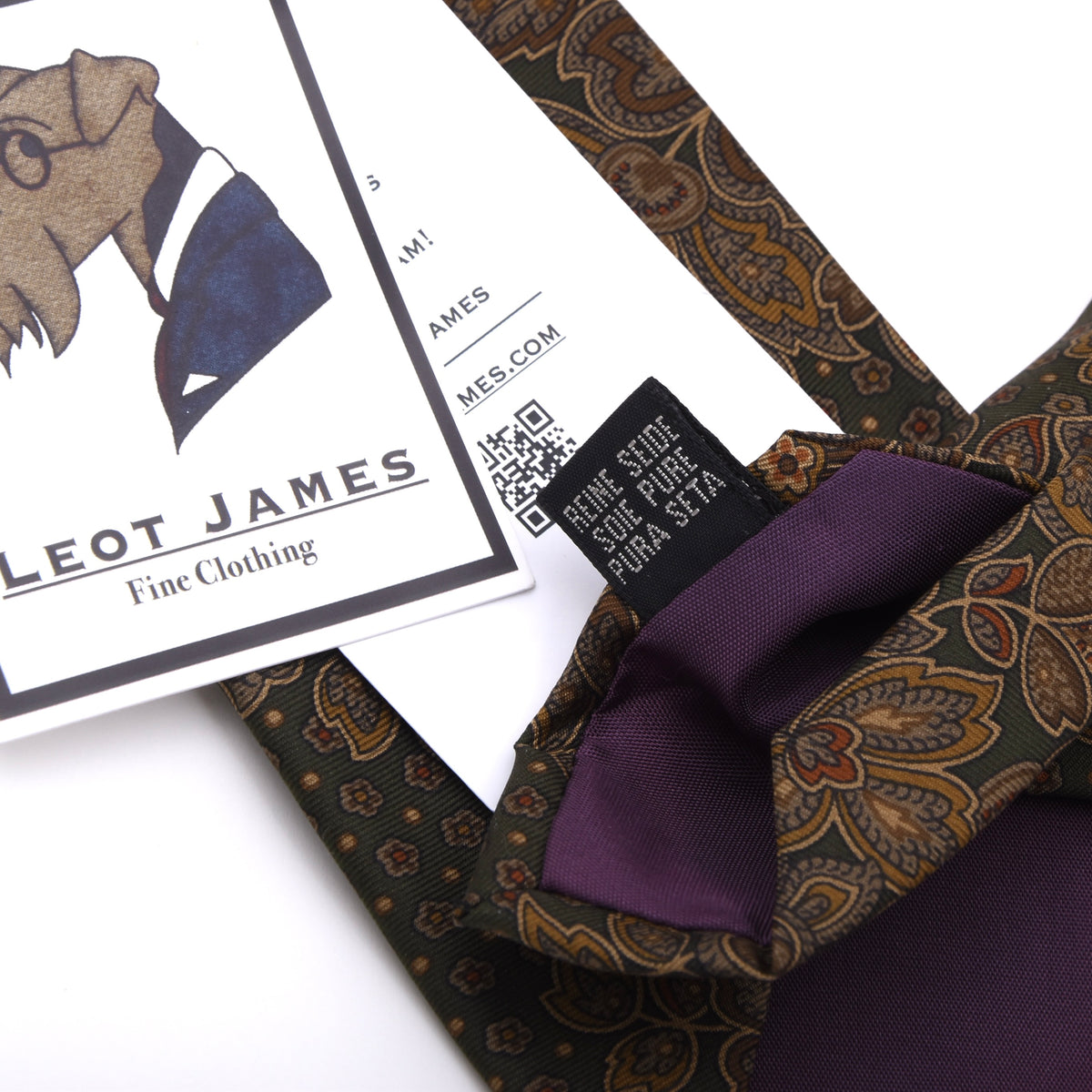 Country Life Vintage Silk Tie Made in England - Green Paisley