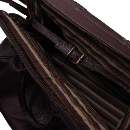 Oconi Leather Weekender/Bag ca. 48cm - Dark Brown-Burgundy