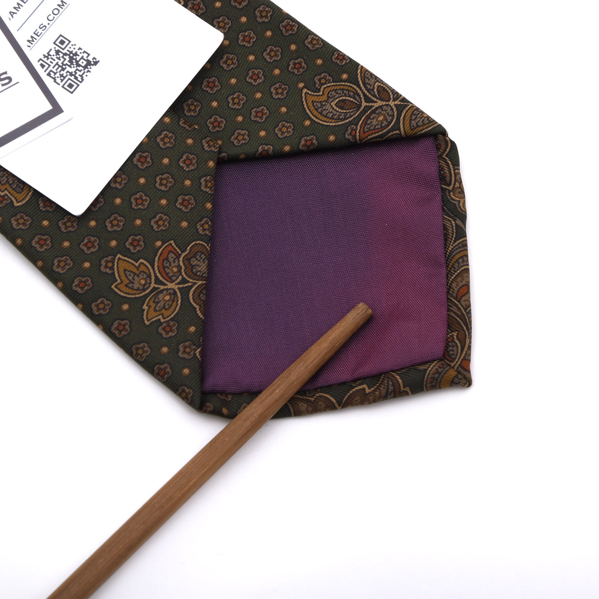 Country Life Vintage Silk Tie Made in England - Green Paisley