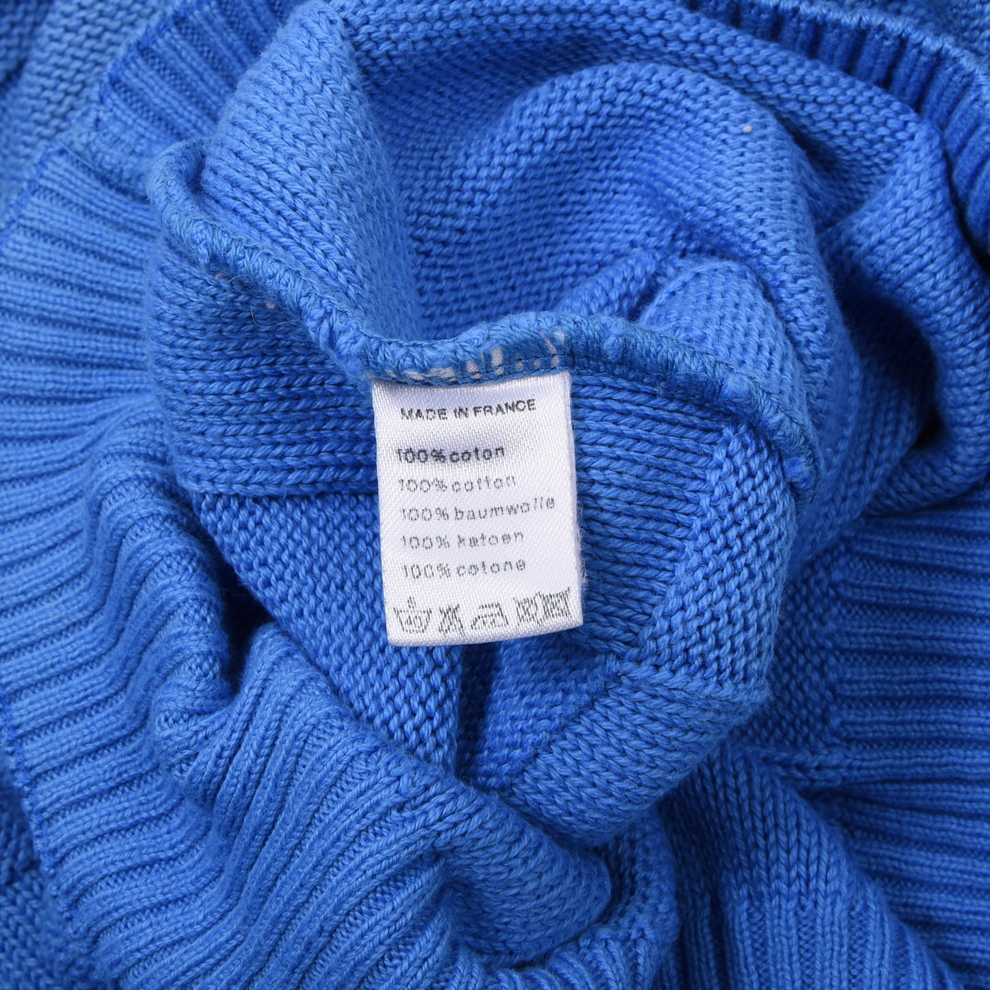 Vintage Lacoste Baumwollpullover, hergestellt in Frankreich, Größe 5 (ca. 59 cm) – Blau