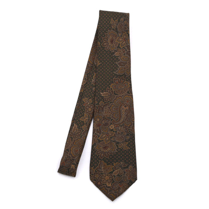 Country Life Vintage Silk Tie Made in England - Green Paisley