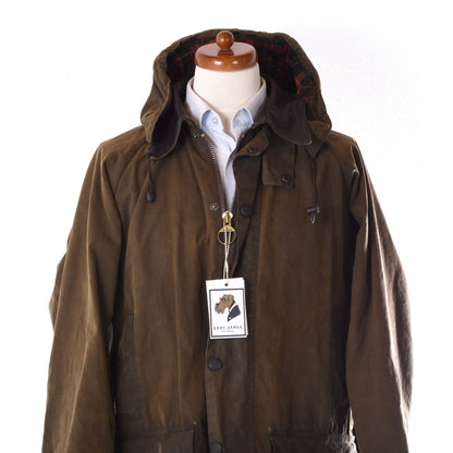 Barbour Beaufort Limited Edition Waxed Jacket Feat. Leather Collar Size C40 ca. 60cm - Green