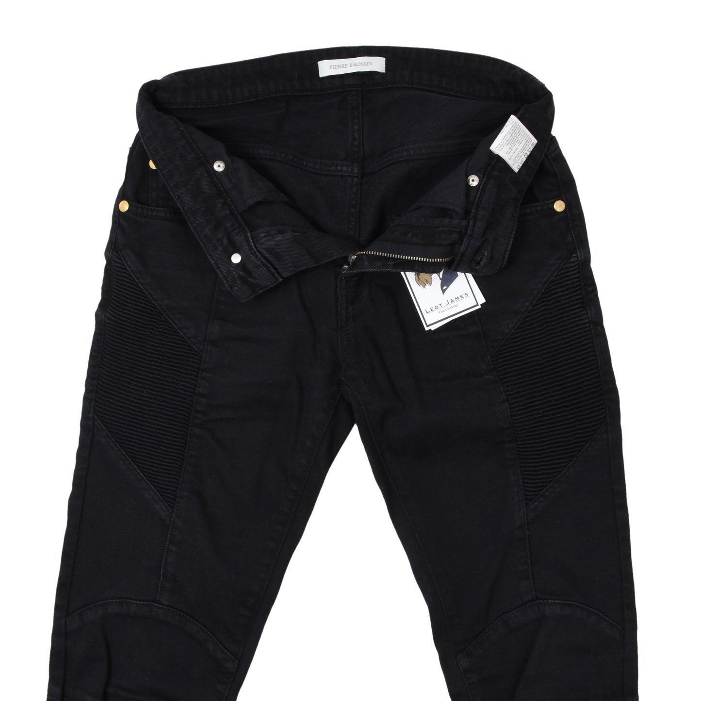 Pierre Balmain Moto Jeans Size W30 ca. 37cm - Black